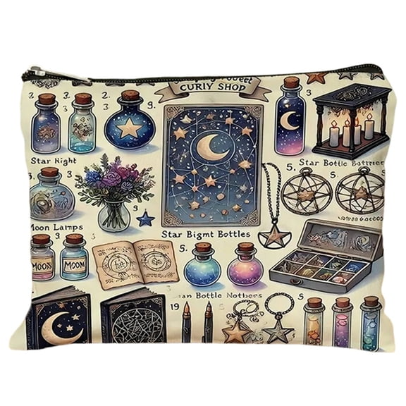 Festil Halloween Decor Halloween Witch Print Storage Organizer Pencil With Zipper