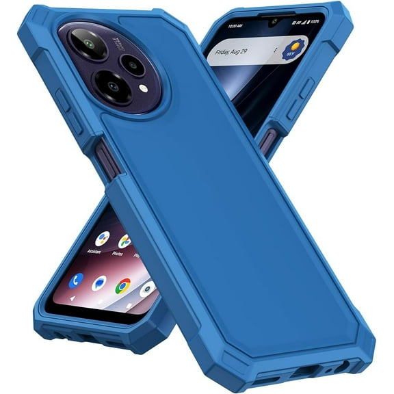 For AT&T Verge 2 SN333A Premium Tough Hybrid Cell Phone Cover Case   Tempered Glass - Tough Blue