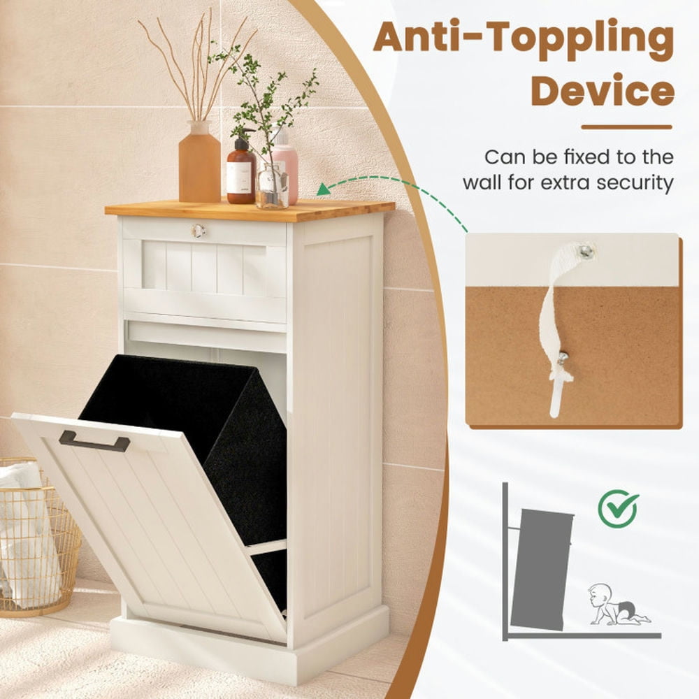 Finihen Laundry Hamper, Laundry Cabinet, Freestanding Tilt Out Laundry Cabinet with Basket, for Bathroom, Laundry Room, White Finihen Laundry Hamper, Laundry Cabinet, Freestanding Tilt Out Laundry Cabinet with Basket, for Bathroom, Laundry Room, White