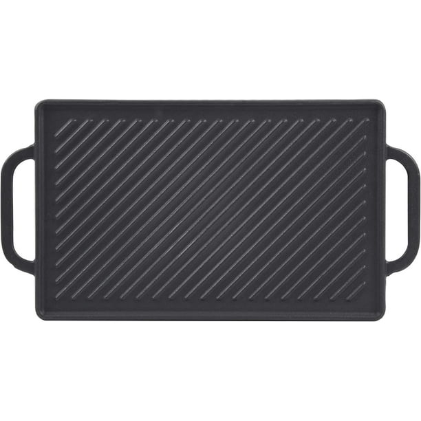 GasSaf Cast Iron Reversible Grill Griddle，Double Sided Grill Pan