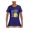 thumbnail image 2 of Pineapple Stand Tall Wear Crown And Stay Sweet Inside Arty Inspirational Pop Culture Womens Graphic T-Shirt, Purple, Small, 2 of 3
