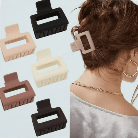 5 Pcs Square Hair Clips Matte Hair Claw Clips for Women Girls 2'' Square Claw Clips for Thin and Medium Hair Non-slip Strong Grip Hair Clamps Jaw Clips Hair Styling Accessories Gifts for Women