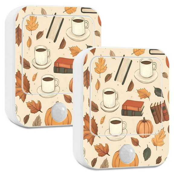 Yayeee 2-Pack Plug in LED Night Lights with Light Sensors Motion Detectors, Fall Book