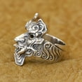 thumbnail image 6 of 925 Sterling Silver Devil Mask Biker Ring Punk Skull Jewelry TA501 US Size 12.5, 6 of 16