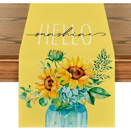 

Artoid Mode Hello Sunshine Sunflower Summer Table Runner 13 x 108 Inch Yellow