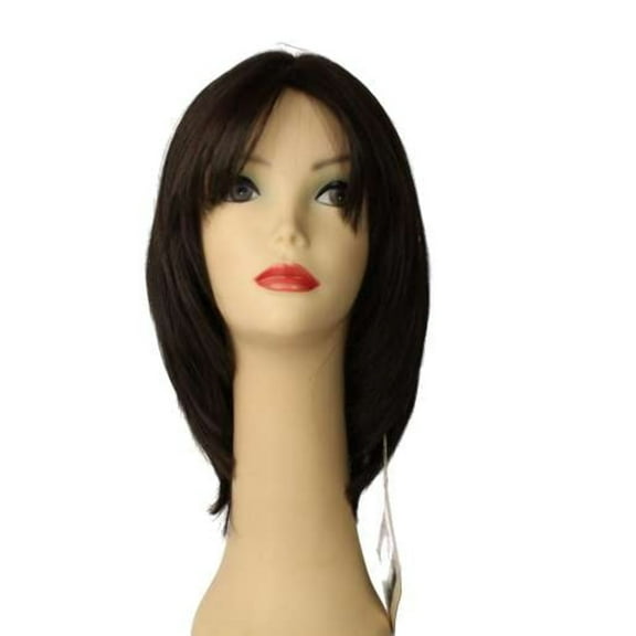 European Human Hair Freeda Wig Riva Dark Brown Dark Part Size M