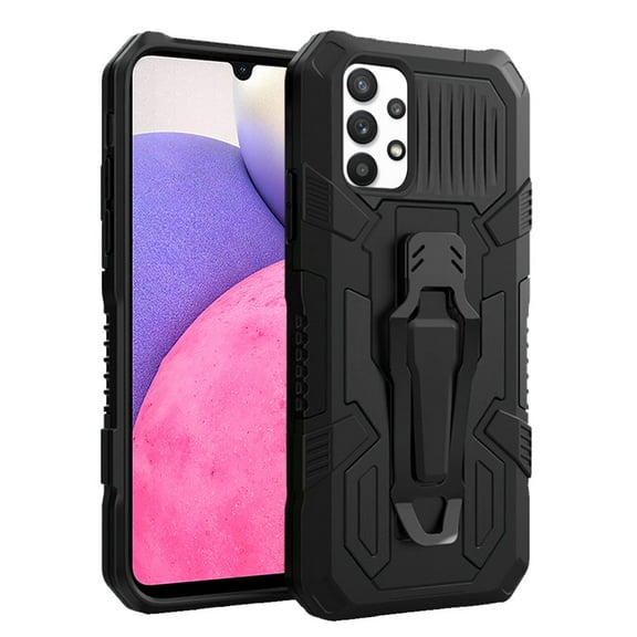 For Samsung Galaxy A33 5G Rugged Heavy Duty Dual Layers Hybrid Shockproof Protective Shell with Built in Clip Holder & Kickstand Cover ,Xpm Phone Case [Black]