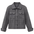 thumbnail image 4 of Fall Jackets For Women Plaid Lapel Collar Button Up Long Sleeve Cropped Shacket Casual Fall Trendy Outerwear Short Jacket With Pockets, 4 of 4