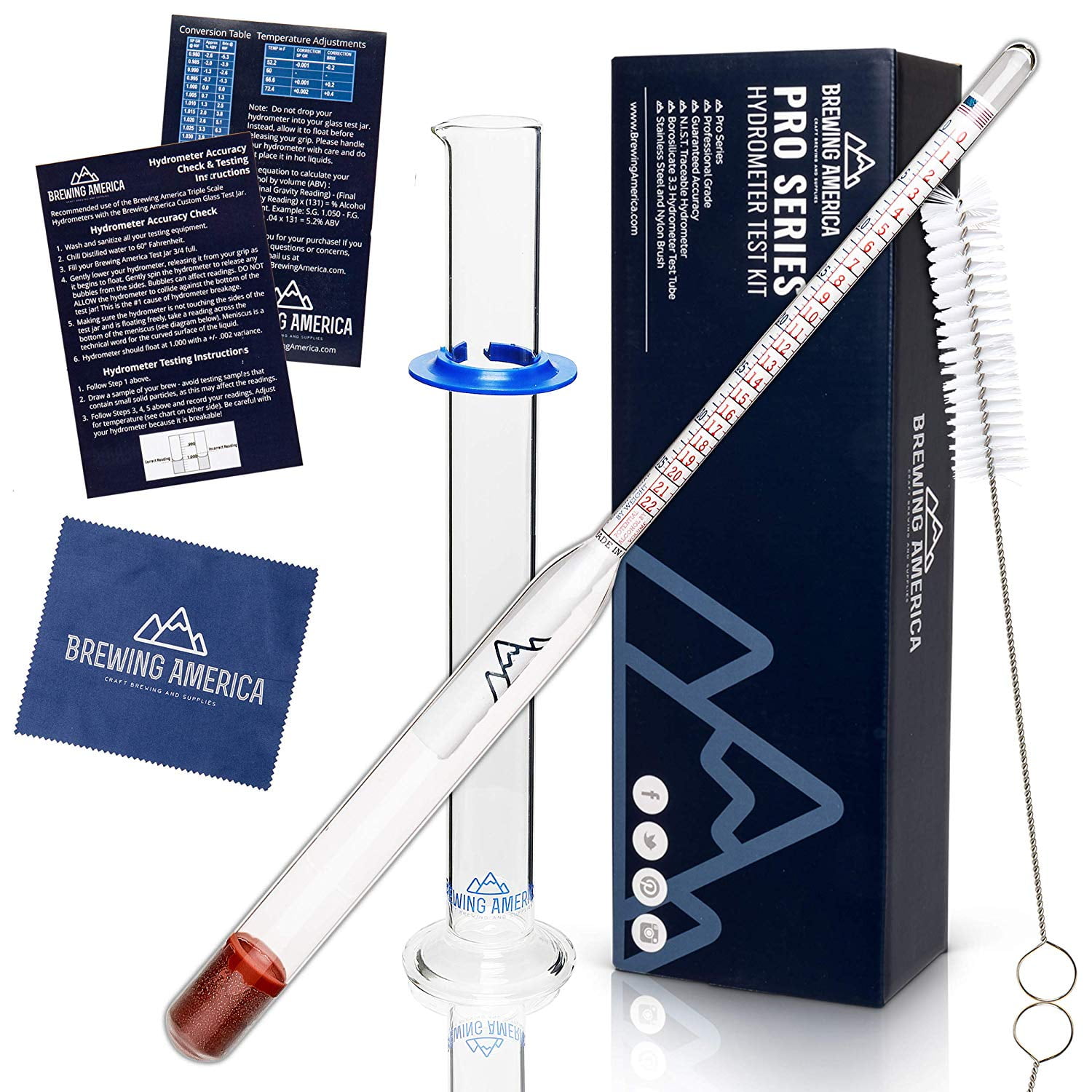 Details about   6pc Hydrometer Alcohol Meter Tralle Test Kit 0-200 Proof Traceable Alcoholometer 