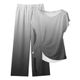 thumbnail image 2 of Pounoo Womens Two Piece Sets Tie Side Top Floral Print Wide Leg Pants Soft Breathable Loungewear Outfits Casual Style Gift, 2 of 5