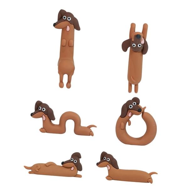 Figuras de Perro Salchicha de 6 Piezas para Decoración de Salpicadero, Bonitos Accesorios Coleccionables para El Interior Del Coche, para El Hogar, Es