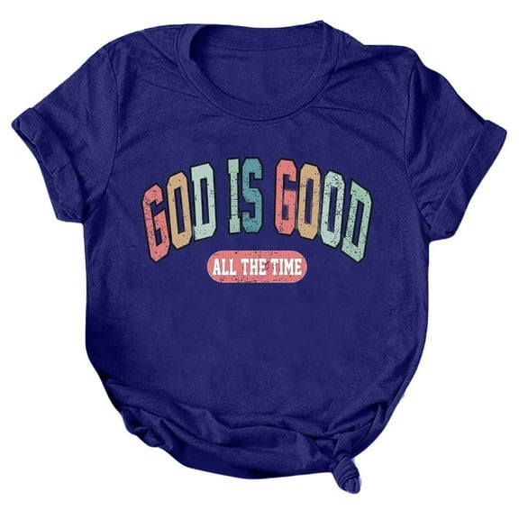 God is Good T-Shirt for Women Oversized Christian Short Sleeve Crewneck Tees Religious Sayings Bible Verse Tops