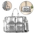 thumbnail image 4 of Bolso Hombro Acolchado para Mujer Bolso Cruzado Informal Hinchado Bolso Compras (plateado), 4 of 9