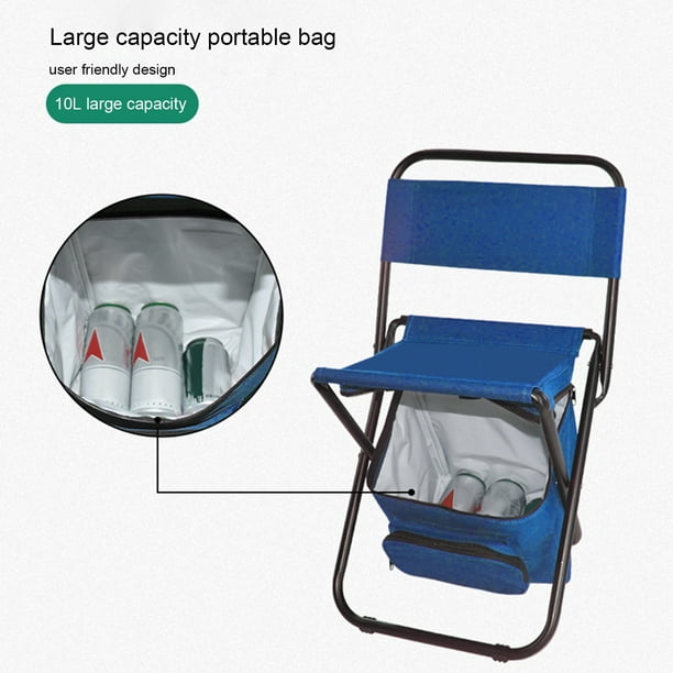 zanvin Outdoor Folding Chair With Cooler Bag Compact Fishing Stool Fishing  Chair With Double Oxford Cloth Cooler Bag For