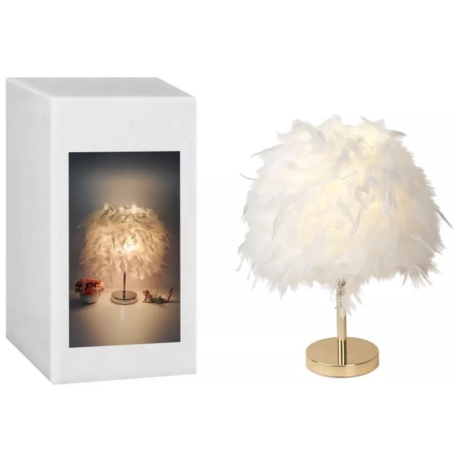 Lámpara de Mesa CM-TOP de Plumas Color Blanco 23 * 28CM