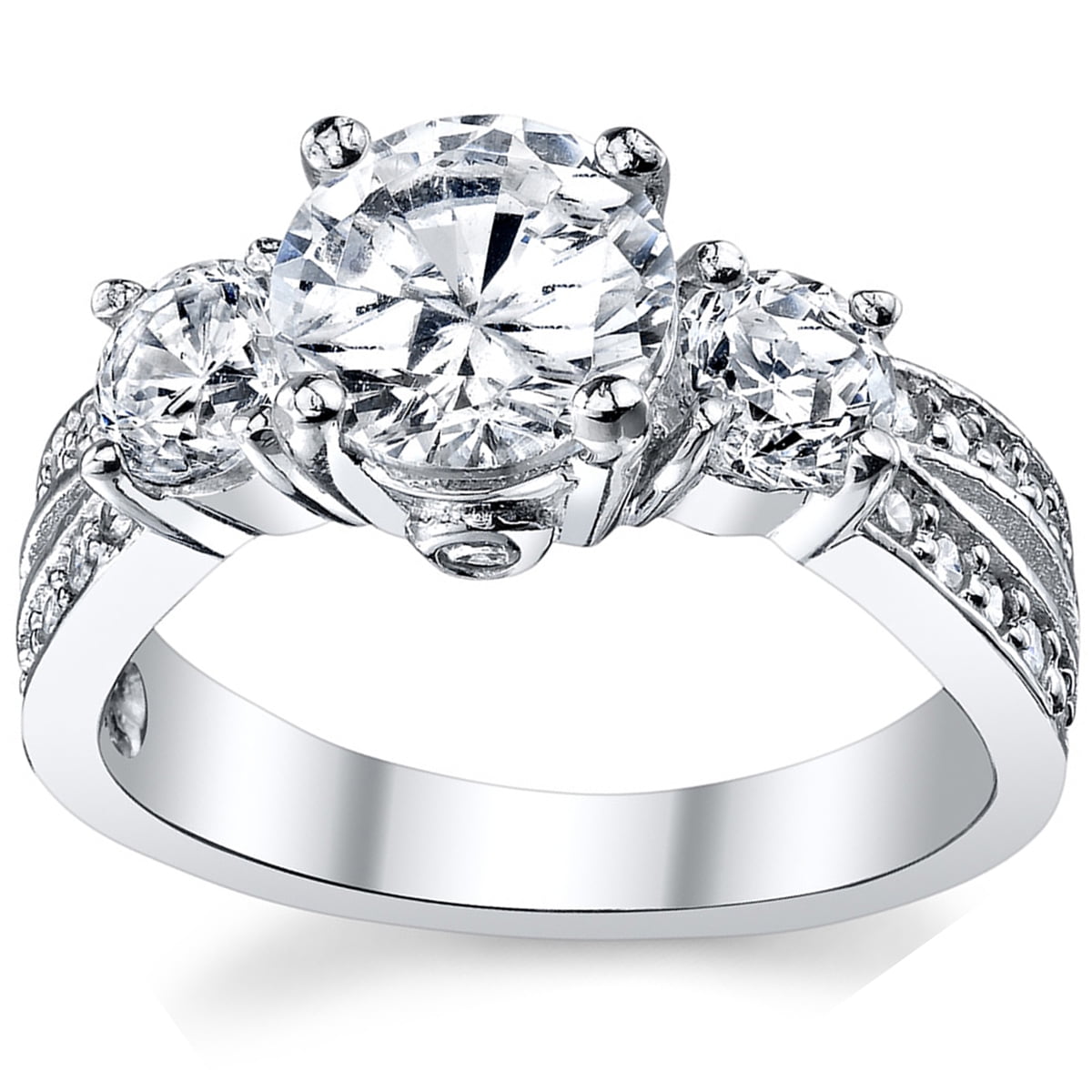 Bague Carree Pour Femme - Ensemble De 3 Bagues De Mariage En Cristal De