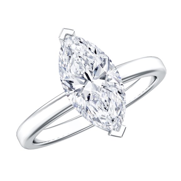 Rosec Jewels Lab Grown Diamond Marquise Engagement Ring 4 Carat - IGI Certified Diamond Solitaire Ring (E-VS1 Quality), 925 Sterling Silver, US 4.00