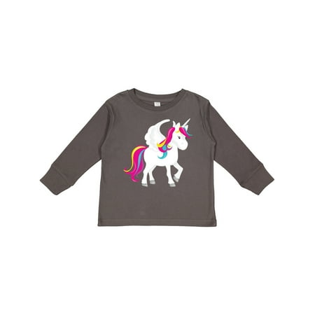 

Inktastic Rainbow Unicorn with Wings Gift Toddler Toddler Girl Long Sleeve T-Shirt