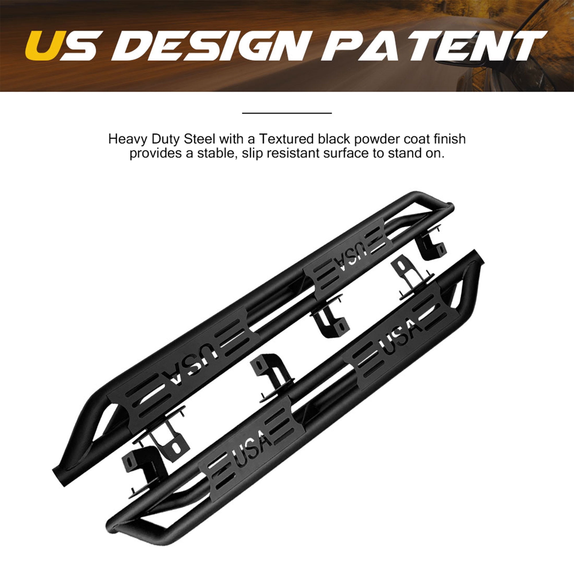 AMERICAN MODIFIED USA Style Side Step Bars for 18 to 23 Jeep Wrangler JL