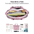 thumbnail image 4 of Tote Bag for Women - Pink French Bulldog Love Heart Shoulder Bag - Large Utility Work Duffle Bag with Zipper Handbag for Travel, Work, Sprots, 4 of 5