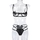 thumbnail image 4 of Conjunto de ropa interior de sujetador, tanga erótica, encaje hueco, lencería encantadora para mujer, S, negro Inevent XX000112-01, 4 of 7
