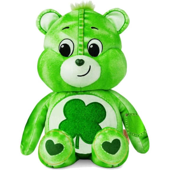 Care Bears 14" Medium Plush, Denim Edition - Good Luck Bear, Eco Friendly, Soft Huggable Material