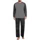 thumbnail image 2 of Conjunto de pijama informal de estilo masculino, camisa de manga larga con cuello redondo y cordón en la cintura, pantalones largos holgados, conjuntos para el hogar, pantalones cortos de manga corta, 2 of 7