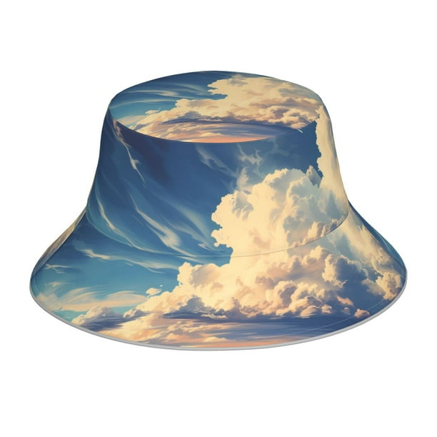 Fotbe Western Desert Cloud Cowboy Sombrero Tipo Pescador con Estampado – Sombrero de Sol de Algodón de Moda para Playa, Golf, Pesca