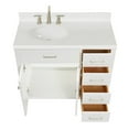 thumbnail image 5 of ARIEL Bristol 42 Inch Left Offset Single Oval Sink Bathroom Vanity With Carrara White Quartz Countertop 1.5 Edge In White, 5 of 7