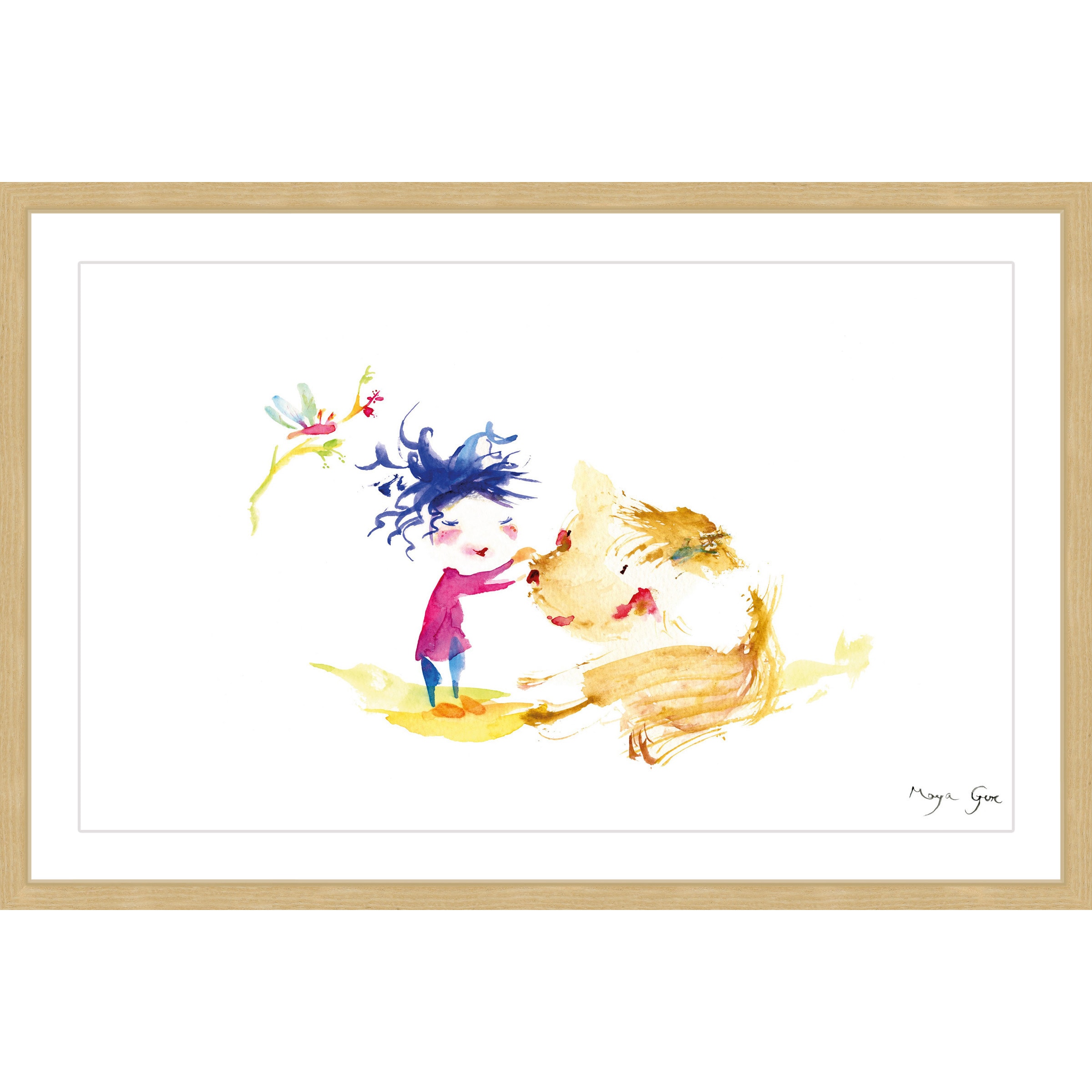Marmont Hill "A Girl and a Dog" by Maya Gur Framed Painting Print