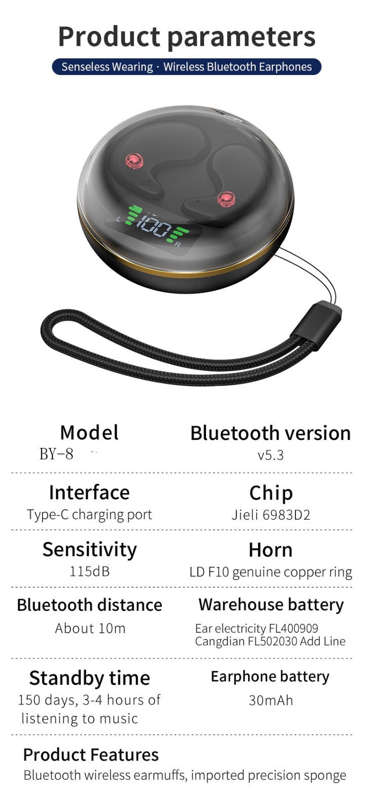 Wireless Earbuds 75hrs Bluetooth 5.3 Headphone Sport, 2024 Bluetooth Earbuds Stereo Deep Bass Over Ear Bud with Earhooks, ENC Noise Cancelling Mic, IPX7 Waterproof Earphone,Black