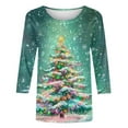 thumbnail image 5 of LEKWK Womens Christmas Outfit Sparkly Xmas Tree Crew Neck 3/4 Sleeve Tops Festive Tops for Women Funny Christmas Sweater for Women, 5 of 5