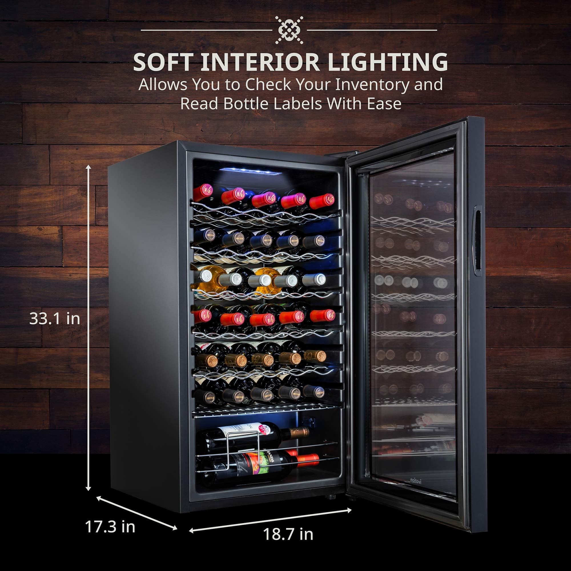 IVATION 34-Bottle Compressor Wine Refrigerator with Lock, Black