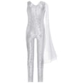 thumbnail image 4 of Aislor Combinaison une Pièce Sans Manches à Sequins pour Filles, Col en V, pour Mariage, Fête, Bal, Argent 12, 4 of 5