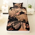 thumbnail image 3 of Erosebridal Kids Capybara Twin Sheet Sets, Japanese Blossoms Floral Bedding, Black Pink, 3-Piece, 3 of 5
