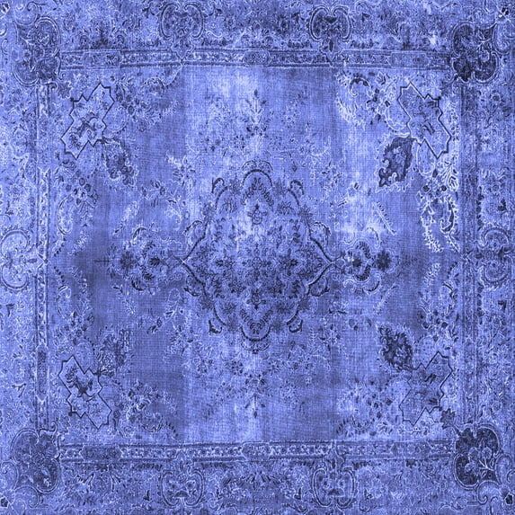 Ahgly Company Indoor Square Abstract Blue Contemporary Area Rugs, 6' Square