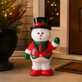 thumbnail image 4 of Christmas Waving Snowman Porch Statue, Cute Resin Snowman Figurine Wearing Top Hat and Suit, Versatile Holiday Decor for Indoor Outdoor Porch Yard Floor Home Layout, 4 of 7