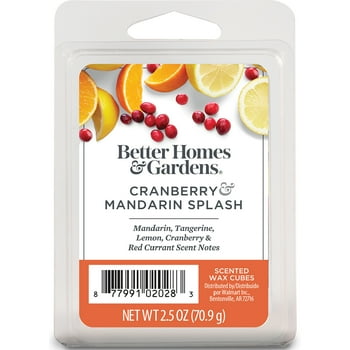 Cranberry Mandarin Splash Scented Wax Melts, Better Homes & Gardens, 2.5 oz (1-Pack)