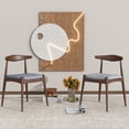 thumbnail image 2 of GZXS Mid-Century Farmhouse Dining Chairs Set of 2 - Fabric Padded Seat & Ergonomic Backrest & Rubberwood Legs, Walnut+Light Gray, 2 of 10