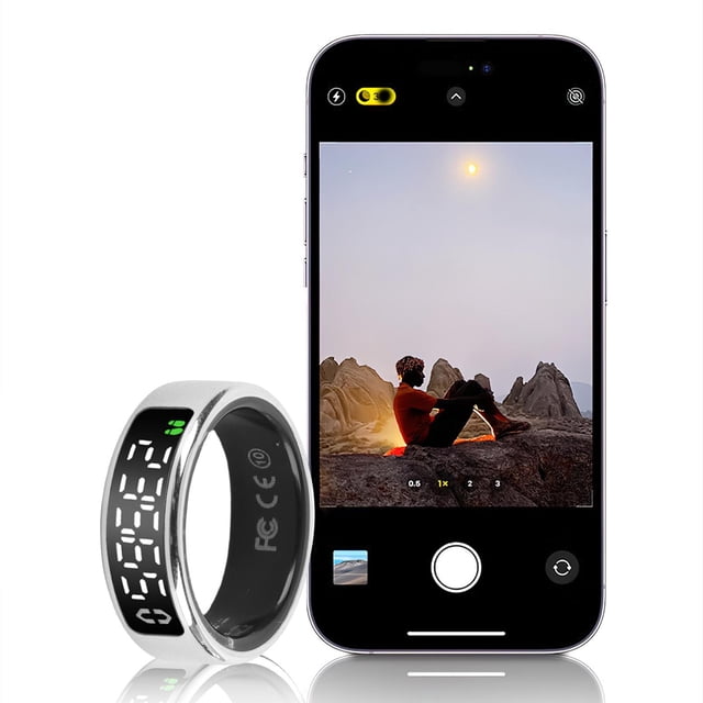 Smart Ring, Stainless Steel Mobile App Connectivity Flip Page Camera Smart Ring for Running #8,#9,#10,#11,#12,#13,#14