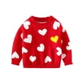 thumbnail image 3 of Plebaso Toddler Baby Girls Boys Valentine's Day Sweater Long Sleeve Ruffled Crew Neck Knit Tops Baby Fall Winter, 3 of 5