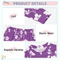 thumbnail image 4 of Flower White Purple Pattern Cotton Pajamas 2 Piece Set Sleepwear Soft and Comfortable Homewear Nightwear, 4 of 7