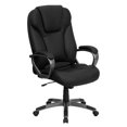 thumbnail image 1 of High Back Black Leather Executive Swivel Office Chair with Titanium Nylon Base and Arms, 1 of 9