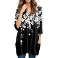 thumbnail image 5 of WTOBBY Women's Fashion Casual Retro Floral Print V-Neck Mid-Length Tunic Tops with Pockets, 3/4 Sleeve Blouses for Stylish and Comfortable Shirt Wear,White XL, 5 of 5