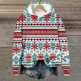 thumbnail image 2 of Cmfcve Women's Plus Size Fleece Christmas Hoodies Retro Bohemian Pullover Top Round Neck Long Sleeve Hooded Sweatshirt, 2 of 5