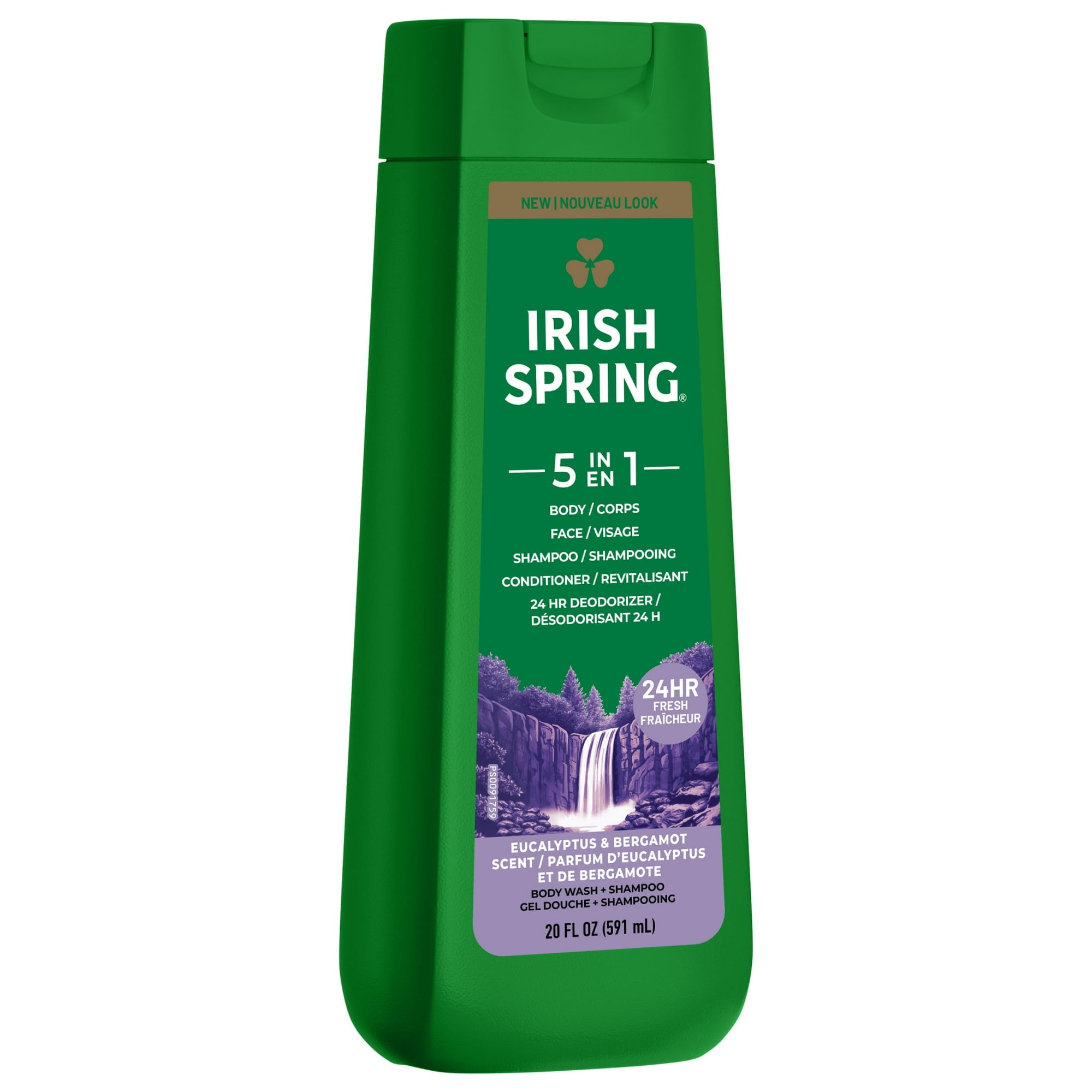 Irish Spring 5 in 1 Moisturizing Body Wash for Men, Fresh Eucalyptus & Bergamot, 20 fl oz - 2 Pack