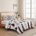 thumbnail image 5 of Quilts King Size Bedding Set, Christmas Trees Lightweight Quilted Comforter, Black Red Xmas Tree Snowflake Winter Soft Reversible Bedspread Coverlet with Pillow Covers for All Season, 96" x 106", 5 of 9