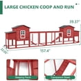 thumbnail image 3 of PETSCOSSET 158"L Large Chicken Coop with Run, Outdoor Chicken Hen House with Wheels, Nesting Boxes, Red, 3 of 7