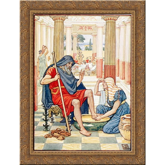 Yea, Verily, thou art odysseus 24x18 Gold Ornate Wood Framed Canvas Art by Walter Crane
