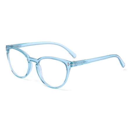 Fashion Vintage Round Vision Care Men Women Computer Goggles Reading Glasses Presbyopia Eyewears Resin Eyeglasses BLUE STRENGTH 4.00
